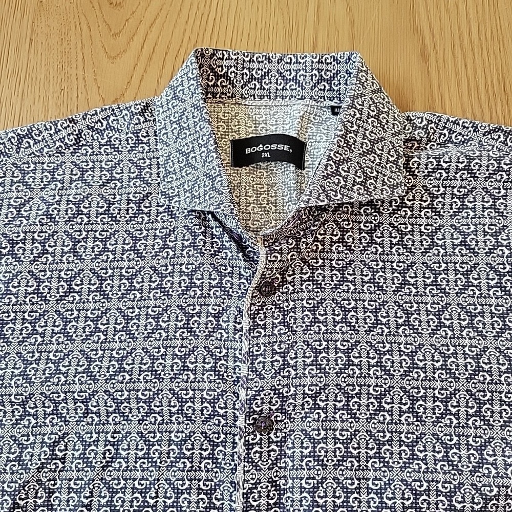 Bogosse Men's Shirt Size 2XL Geometric All Over Print Button Up Short Sleeve